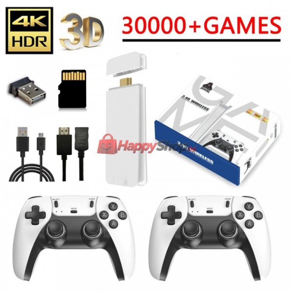 Безжична ретро конзола Game Stick PRO 30 000 видео игри, 64 GB, 2x безжичен контролер 4K Ultra Game